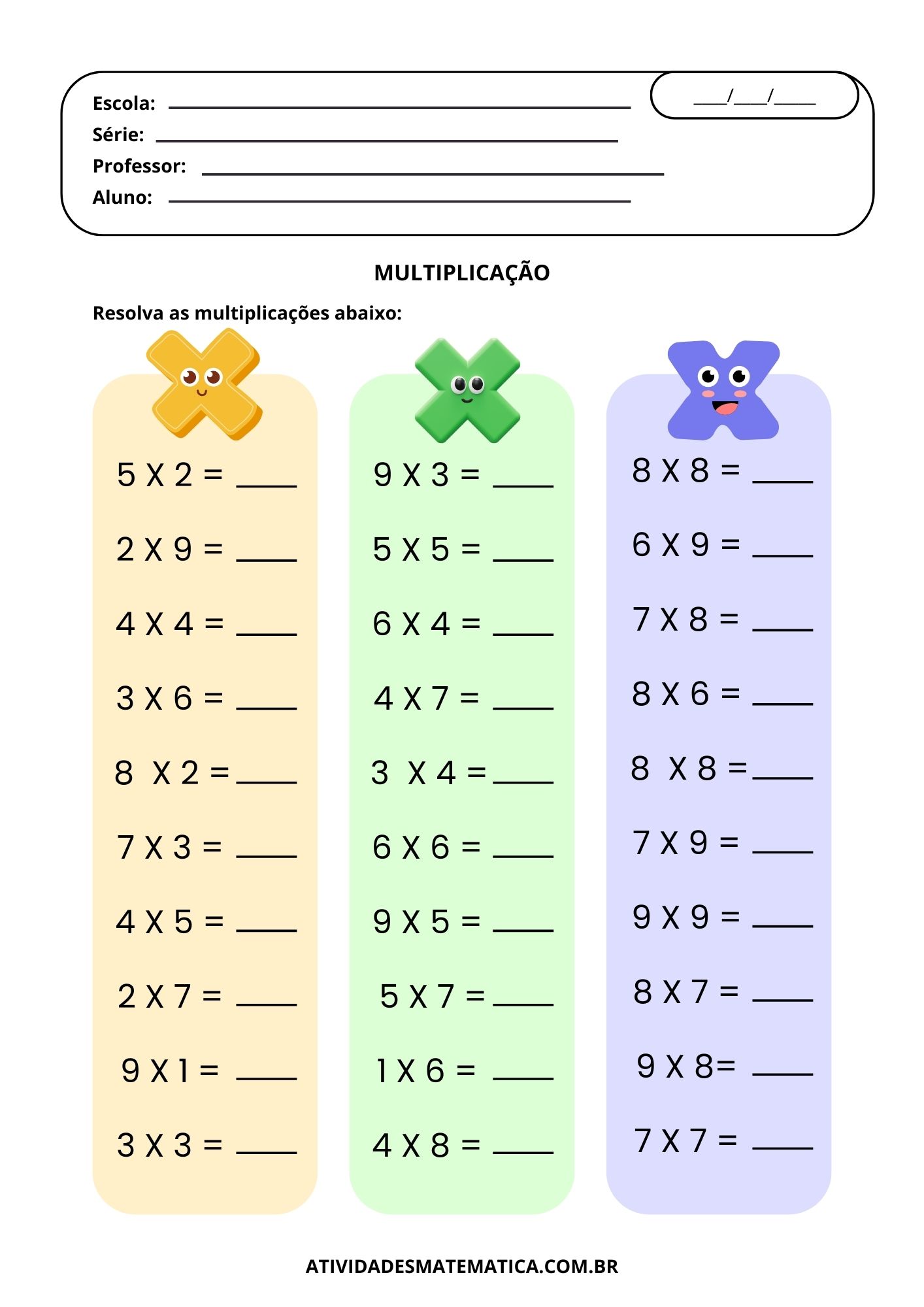 21 Atividades de Multiplicação para 3º ano – Atividades de Matemática